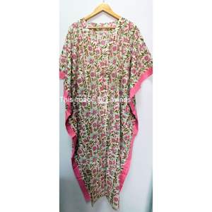 Women Kaftan <b>Dress</b> Handmade Floral Printed Summer Casual Evening Gown Kaftan <b>Dress</b> Party Wear Beach <b>Lingerie</b> Coverup Woven Gowns - Product Image 1