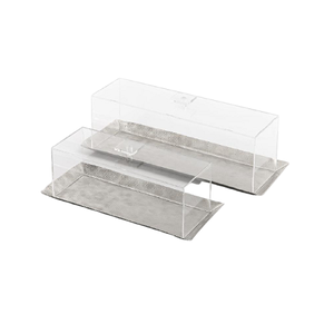 Plateau de service alimentaire en aluminium fait à la main avec couvercle en acrylique Ensemble de 2 tailles différentes Bonbons Chocolats Plateau par Home Arts - Product Image 1