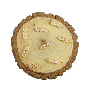 Rose Quartz Birthstone Pendant Three Stone Prong Set in <b>Gold</b> Vermeil Silver Metal Sterling Silver Jewelry With <b>Number</b> Pattern - Product Image 2