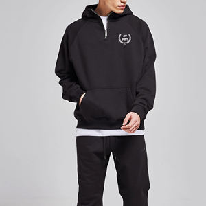 Unisex 450GSM Fleece 1/4 Zip Hoodie Oversized Vintage Boxy Streetwear personalizado bordado peso pesado para invierno a granel hombres Hoodie - Product Image 6