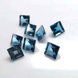 Topaze bleue de Londres naturelle taillée carrée de 8mm prix d'usine en gros pierre précieuse en vrac à facettes de haute qualité par carat GJEPC - Product Image 5