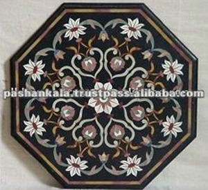 Tableros de mesa con incrustaciones de mármol negro - Product Image 1
