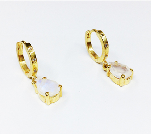 ต่างหูเงินแท้ 925 ชุบทอง ผลิตตามสั่ง ผู้ผลิต ผู้ค้าส่ง ทำมือ สำหรับทุกเพศ ทุกวัย ผู้หญิง ขั้นต่ำในการสั่งซื้อน้อย ประดับด้วยมูนสโตนสีรุ้ง - Product Image 4