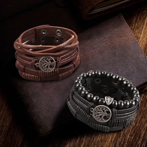 Bracelet en cuir véritable pour homme, Bracelet multicouches, pierre naturelle, perles <span class=keywords><strong>de</strong></span> lave, élastique, offre spéciale - Product Image 6