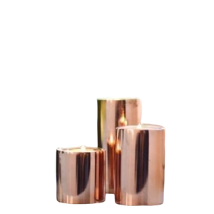 Contenedor de almacenamiento de cera de cobre con forma redonda y acabado pulido de cobre dorado para decoración de ocasiones y almacenamiento de velas - Product Image 5