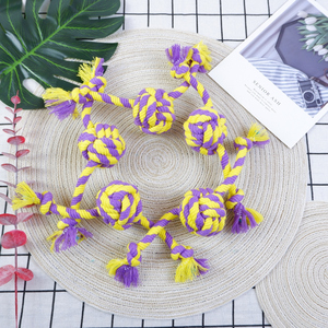 Corde pour animaux de compagnie tressée, jouet en coton, petite taille, 2 nœuds noués, vente en gros, bonne qualité - Product Image 3