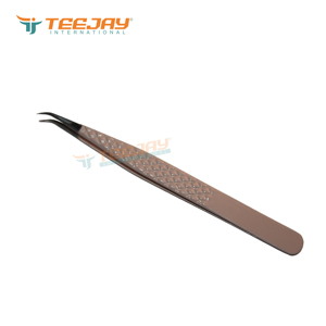 Pinzas para extensión de pestañas, pinzas con recubrimiento de polvo rosa, 4mm, Luna curvada, Punta ultrafina, perfecta para aislar y recoger pestañas - Product Image 6