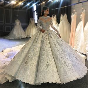 LSA013 abito da sposa con paillettes senza schienale a maniche lunghe lucido a maniche lunghe - Product Image 1