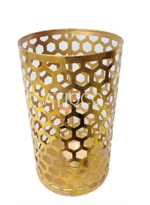 Atiqco Magnifiques bougeoirs en gel doré en forme de nid d'abeille pour bougies chauffe-plat et votives, décorations de table parfumées pour mariages et fêtes, pots à bougies en forme de pilier - Product Image 6