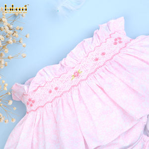 Geometric Floral Hand Smocked Baby Girls <b>Dress</b> OEM ODM Wholesale 100% Cotton-BB2498 - Product Image 2