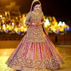 ATIYA LIBAS 2019 Último Diseño, Hermoso Vestido Lehenga Choli Indio/Pakistaní con Bordado Zardozi, para Boda, en Acetato - Product Image 1