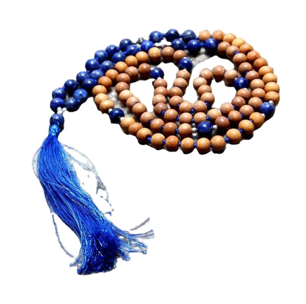 Perlen, Lapislazuli Yoga Mala 108 Perlen Halskette 6 Mm Runde Perlen Schmuck Duft Holz Indischer Natur buddhismus 8 Mm Halsketten