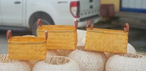 Cesta de bambú con asas de cuero, nuevo diseño, cesta de bambú, Vietnam - Product Image 5