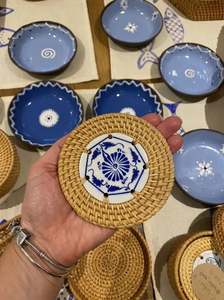 Dessous de verre en rotin au design antique Tasse à thé et dessous de verre à café Logo personnalisé Accessoires de maison et de cuisine Napperons pour café - Product Image 3