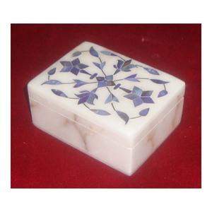 Handmade Beautiful <b>white</b> marble Inlaid Blue Mother Of Pearl Decorative Ramadan <b>Gift</b> <b>Boxes</b> For Wholesale - Product Image 1