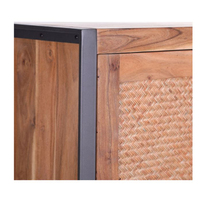 Armarios de Madera Maciza Industriales para Sala de Estar con Detalles Metálicos, Diseño Moderno, Marca Blue Ocean, Cajas de Almacenamiento para el Hogar