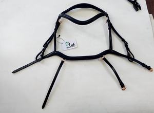 Vente en gros de brides de cheval islandais anatomiques confortables en cuir noir roses rembourrées surélevées en or rose équitation occidentale - Product Image 2