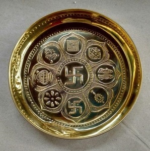 ถาดพูจาทองเหลืองและสแตนเลสเคลือบทองและเงิน พร้อมกล่องของขวัญกำมะหยี่ - Product Image 4