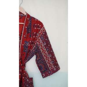 Hand Stitched Kantha <b>Robe</b> Winter Jacket Multi Colored Coat <b>Beach</b> Wear Kimono Indian Handmade Kantha Coat With Pocket Raw Edge - Product Image 5