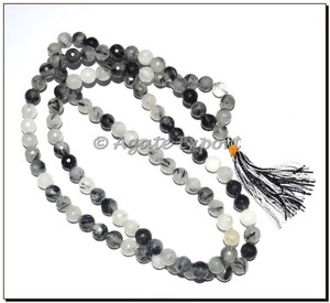 Jap Mala pour la prière, carreaux noirs en Quartz - Product Image 2