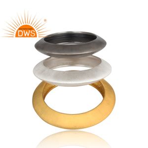 DWS Ensemble de 3 bijoux de créateur tendance pour femmes, or, argent, laiton, boho, pour mariage et anniversaire - Product Image 3