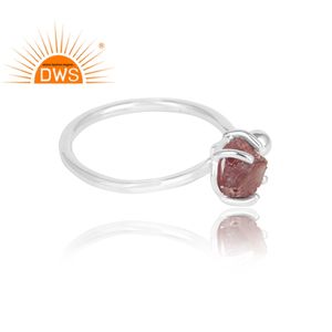 Anillo de plata de primera ley con gema de turmalina, sortija ajustable, plata esterlina, color rosa, diseño moderno - Product Image 2