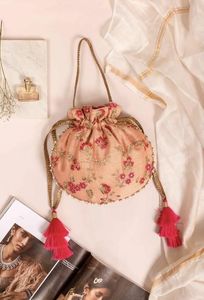 APPLIQUE กระเป๋า POTLI สำหรับทำงาน,กระเป๋า LATCAN และ ZARI ปักผ้าไหมสำหรับงานเลี้ยงและงานแต่งงาน @ 2022 - Product Image 2