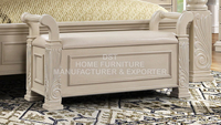 Lit à baldaquin moderne blanc antique avec affiche décorative, ensemble de chambre California King Size en bois de teck durable et pliable, mobilier de chambre de luxe