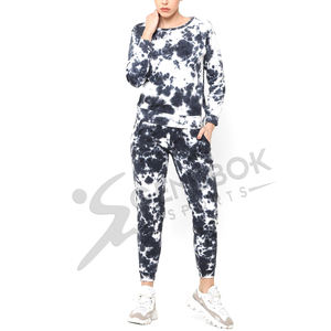 ชุดวอร์มมัดย้อมสำหรับผู้หญิงเสื้อสเวตเตอร์มีฮู้ดสำหรับวิ่งจ็อกเกอร์เอวมีเชือกดึงกางเกงลำลองกราฟิกแบบสวมหัว - Product Image 4