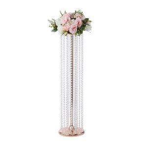 Centro de mesa con base de flores en cristal y metal color dorado, tamaño y forma personalizados, para decoración de bodas. - Product Image 2