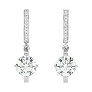 Pendientes elegantes de diamantes de oro blanco de 10 quilates para mujer Diamantes reales en oferta Puro y elegante - Product Image 1
