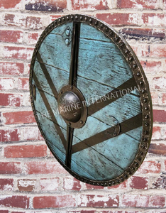 Armadura Medieval Hecha a Mano, Escudo Vikingo Redondo de Madera, Colgante de Pared, Inspirado en Lagertha, 24 Pulgadas - Product Image 4