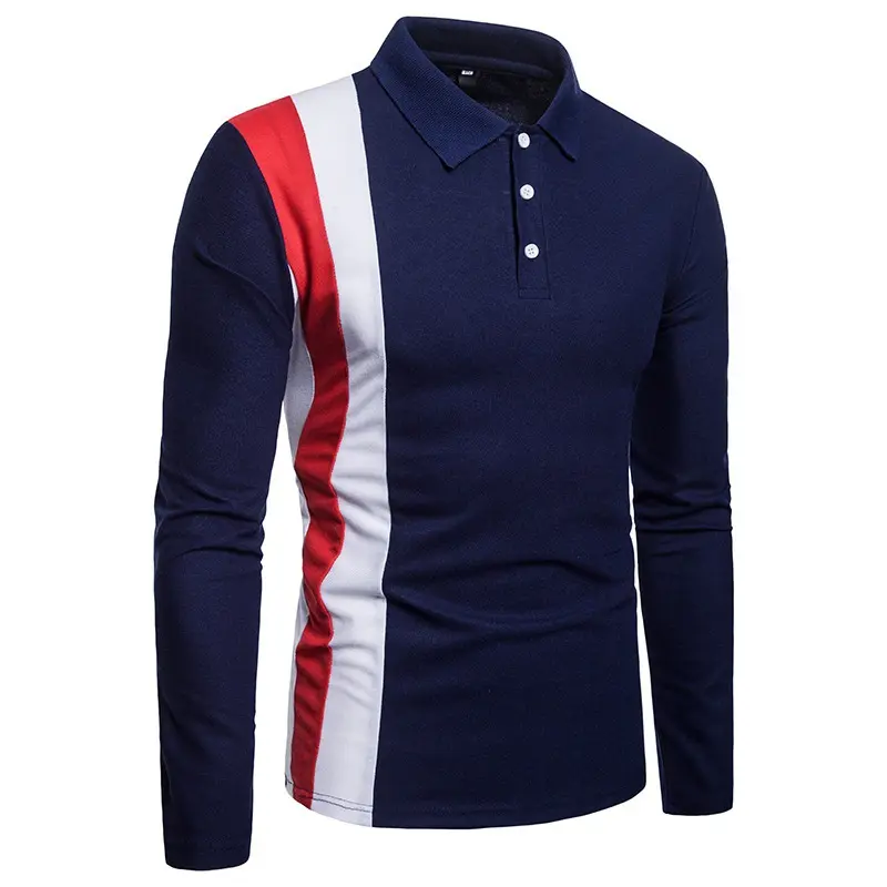 2022 men's T-shirt autumn and winter stitching long-sleeved polo shirt men's casual T-shirt