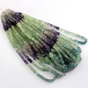 Multi Fluorite Lisse Forme Carrée Cristaux de Pierres de Guérison Brin de Perles pour Bijoux Grreen Violet Certifié Tiers - Product Image 2