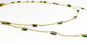 Collar de turmalina verde ligero chapado en oro de Plata de Ley 925 para uso diario, cadena larga de moda para regalo, proveedor de MOQ bajo - Product Image 3