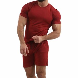 Camiseta deportiva de verano para hombre, ropa deportiva masculina con pantalones cortos a juego, de dos piezas - Product Image 2
