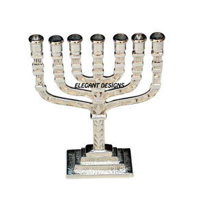 Bougeoir Menorah en laiton fait à la main de haute qualité Design Unique église argent décoration d'événement indien meilleur vendeur autre - Product Image 6