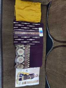 Vêtements de fête spécial Eid, filet de maille, broderie lourde, couleur violette, Collection, vente en gros - Product Image 3