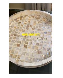 Bandeja de servicio artesanal de madera para decoración del hogar, utensilios de cocina de lujo para madre de perlas, regalo de cocina, bandejas de Ramadán árabe - Product Image 3