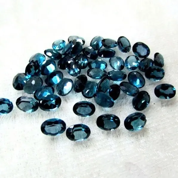 8x10mm natural londres azul topaz facetado oval corte pedras preciosas soltas