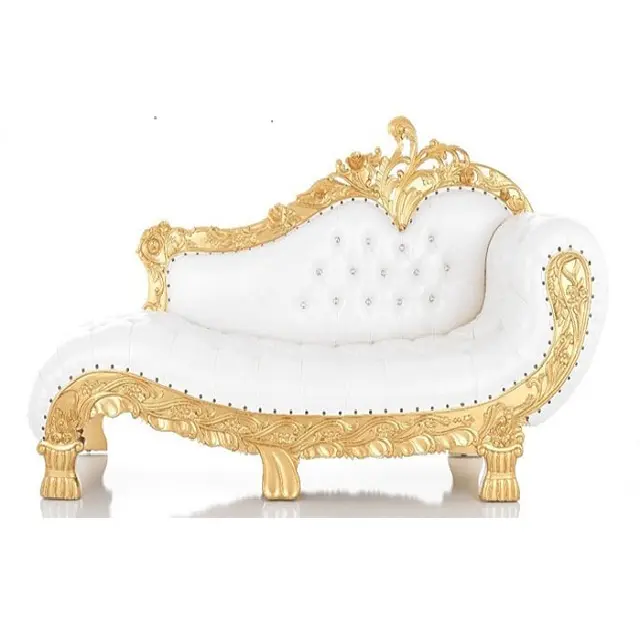 Hotsale Wedding Event Wit Goud Chaise Romantische Royal Wedding Lounge Chaise/Sofa Mooie Bridal Chaise Lounge Bruiloft Sofa