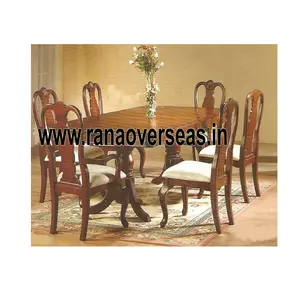 Hand Crafted Wooden Rectangular Dining Table With Six Chair for Home Kitchen And Dining Room