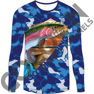 Cocon personnalisé uv protection upf 50 homme chemise de pêche Filet performance de Pêche Chemise truites art sublimation - Product Image 1