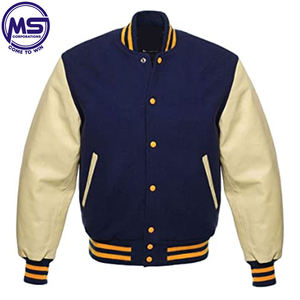 Custom Wholesale Lather Varsity Baseball Embroidered Casual Winter College <b>Jacket</b> with Custom Colors & Sizes - Product Image 4