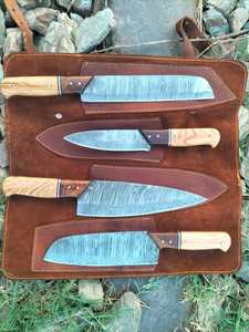 Ensemble de couteaux de cuisine professionnels forgés en damas manche en bois ensemble de couteaux à bloc imprimé OEM personnalisés ensemble de couteaux professionnels - Product Image 5