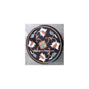 Natural Black Inlay Marble <b>Round</b> <b>Table</b> <b>Top</b> - Product Image 1