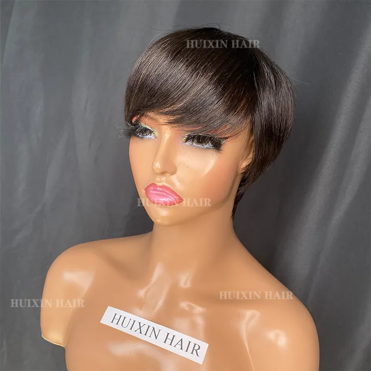 High Quality Virgin Remy Human Hair,Wholesale Raw Unprocessed Indian Brazilian Wave Short natural color pixie cut wig