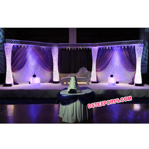 Último Diseño de Escenario de Boda con Cristales, Elegante Set de Escenario de Boda con Pilares de Cristal, Escenario de Recepción de Boda Asiática con Pilares de Cristal, Canadá - Product Image 1