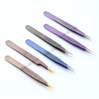 Pince à cils professionnelle Plasma Shades à pointes fines courbées en acier inoxydable de qualité chirurgicale, antimagnétique et durable