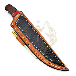 Couteau à lame fixe en acier damas personnalisable de haute qualité pour la chasse et le camping Manche en laiton en bois de rose Couteau industriel OEM - Product Image 5